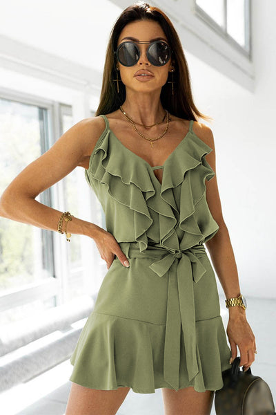 Flounce Bow Knot Sleeveless Mini Dress