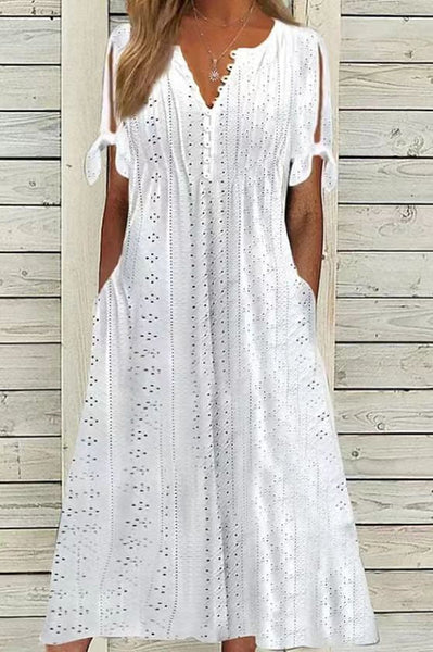 Casual Loose High Waist Embroidered Dress