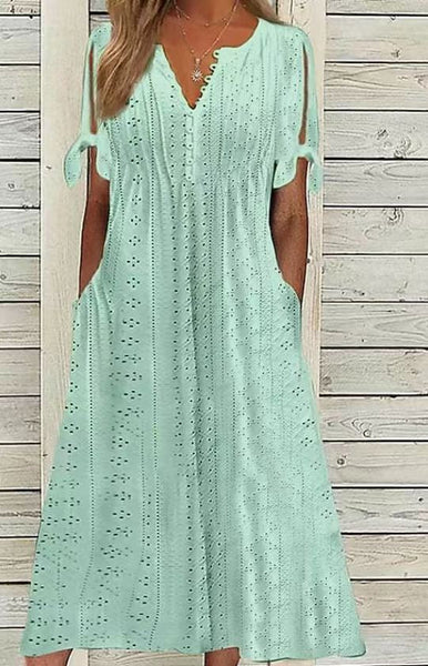 Casual Loose High Waist Embroidered Dress