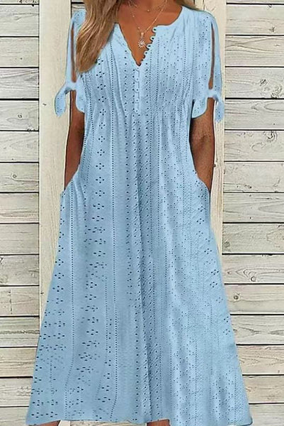 Casual Loose High Waist Embroidered Dress