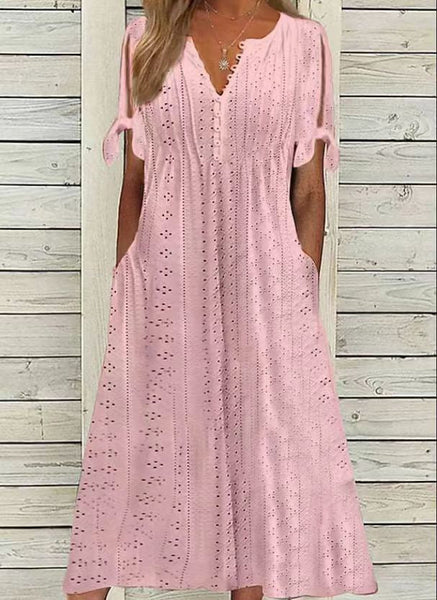 Casual Loose High Waist Embroidered Dress