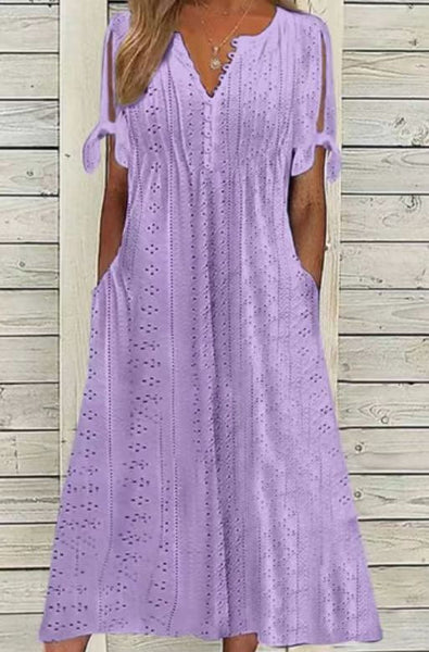 Casual Loose High Waist Embroidered Dress