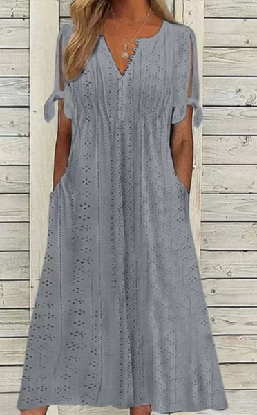 Casual Loose High Waist Embroidered Dress