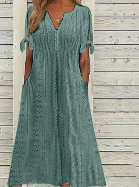 Casual Loose High Waist Embroidered Dress