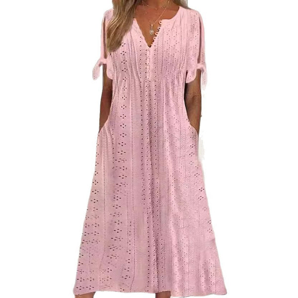 Casual Loose High Waist Embroidered Dress