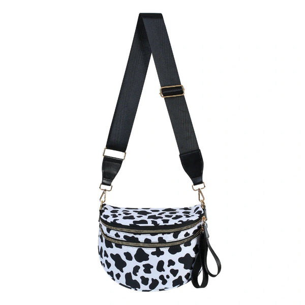 Large capacity leopard print crossbody bag