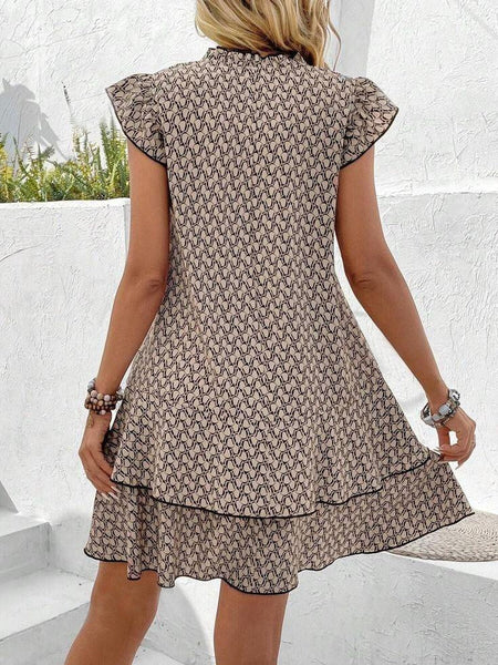 Retro Brown Sleeveless Mini Dress