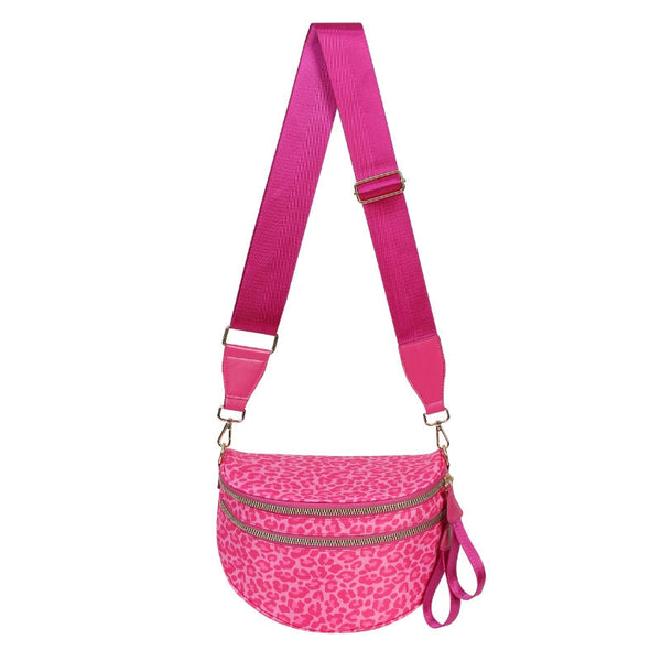 Large capacity leopard print crossbody bag