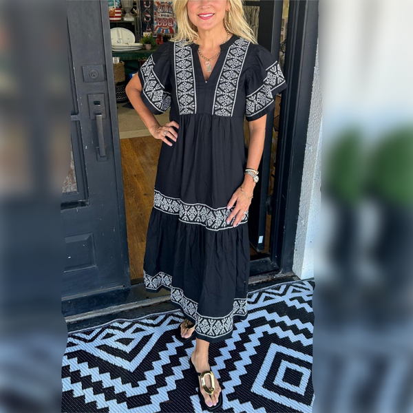 V-Neck Boho Maxi Dress