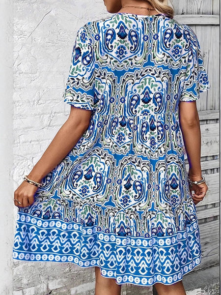 Bohemian V-neck Vacation Casual Dress