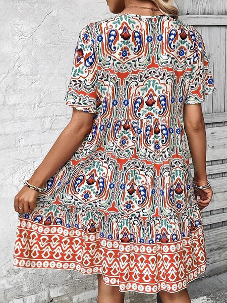 Bohemian V-neck Vacation Casual Dress