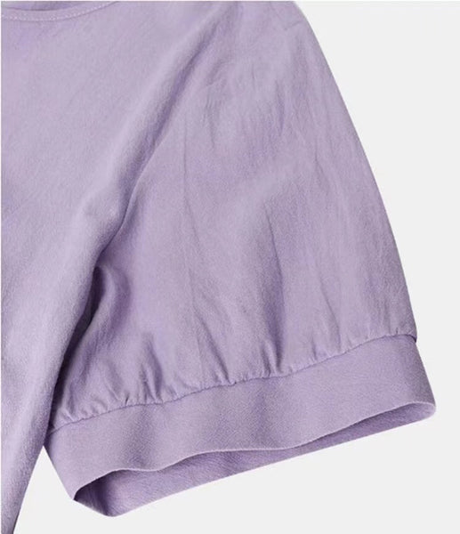 Purple Short Sleeve Midi Dress