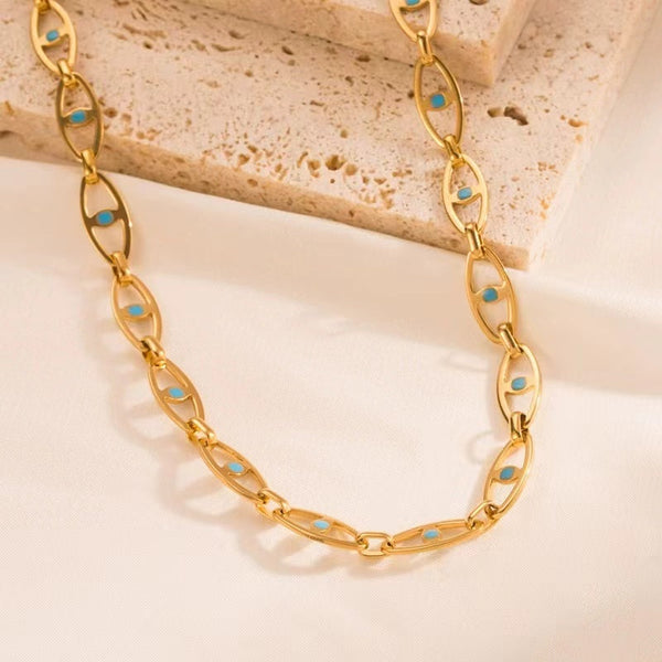 Neo Pendant Necklace With Turquoise Enamel