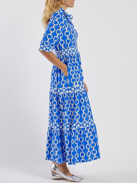 Bohemian Plaid Print Lapel Dress