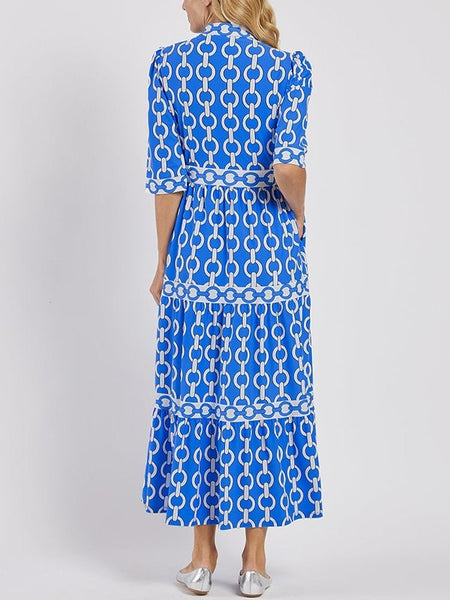 Bohemian Plaid Print Lapel Dress
