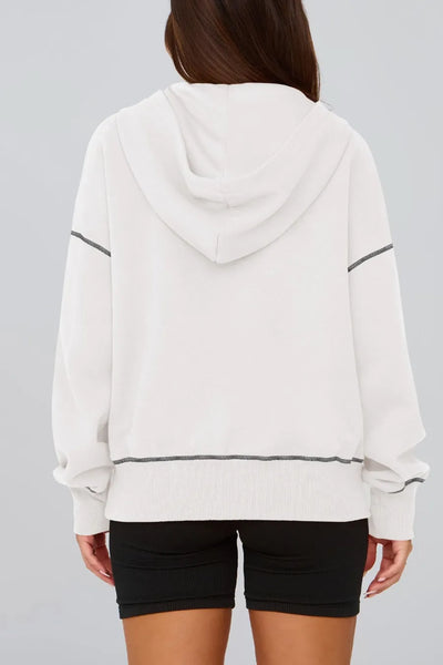 Half Zip Hooded Long Sleeve Cropped Pullover