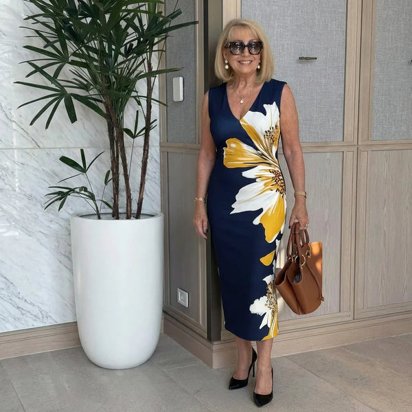 Elegant Floral Print Sleeveless Maxi Dress