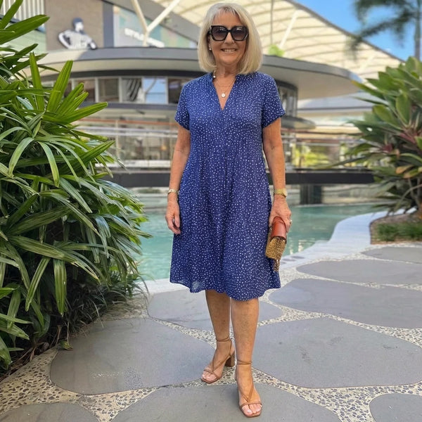 Dreamy Blue Short Sleeve Midi Dress