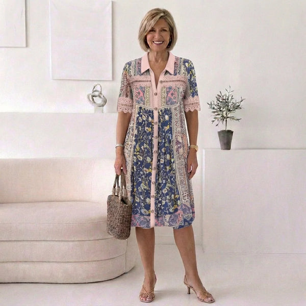Sweet Short Sleeve Print Mini Dress