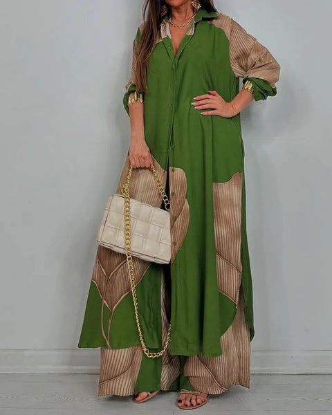 Colorblock Loose Fashionable Casual Two-piece suit