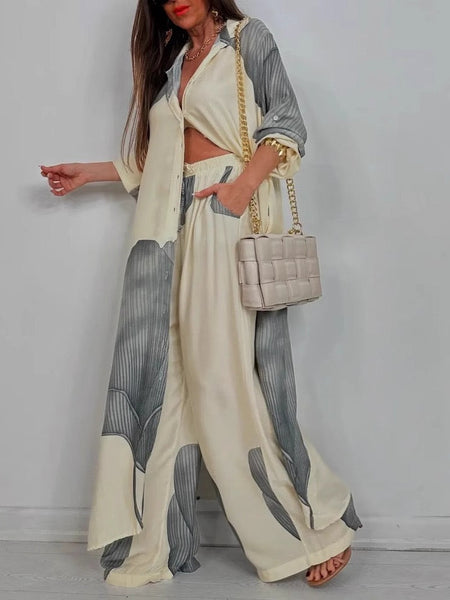 Colorblock Loose Fashionable Casual Two-piece suit