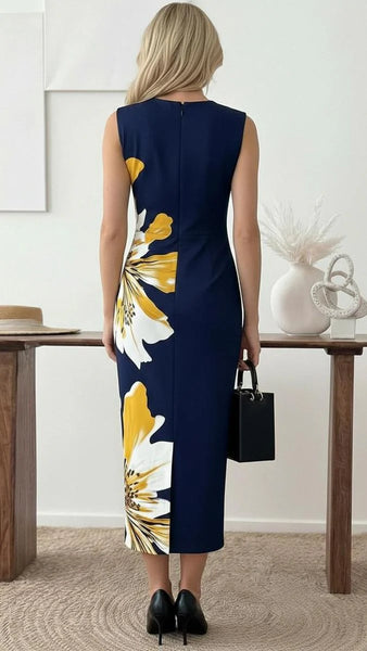 Elegant Floral Print Sleeveless Maxi Dress
