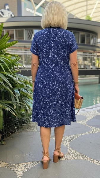Dreamy Blue Short Sleeve Midi Dress