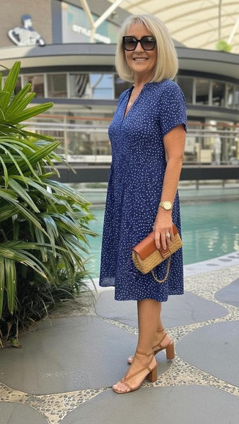 Dreamy Blue Short Sleeve Midi Dress