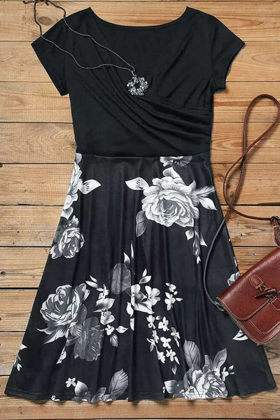 Burgundy Floral V Neck Wrap Mini Dress