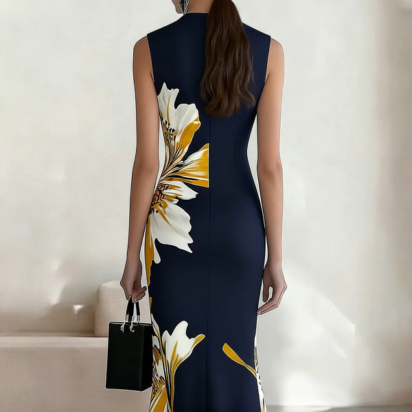 Elegant Floral Print Sleeveless Maxi Dress
