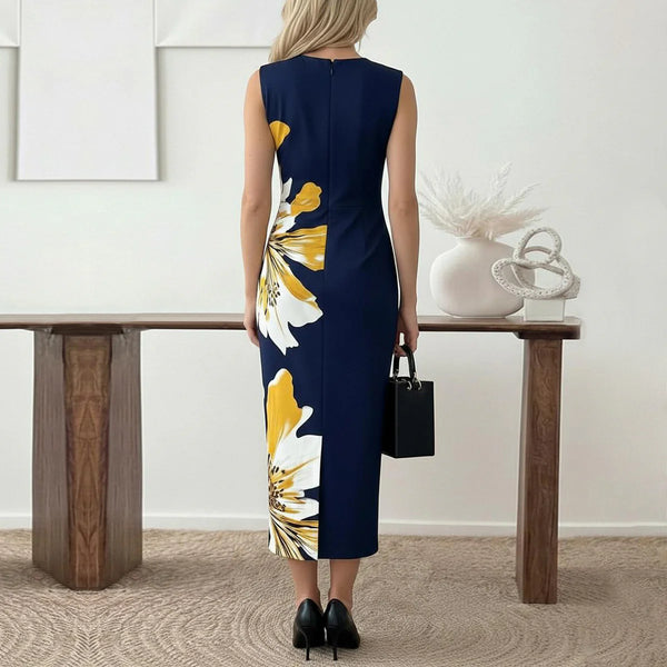 Elegant Floral Print Sleeveless Maxi Dress