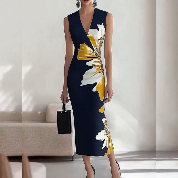 Elegant Floral Print Sleeveless Maxi Dress